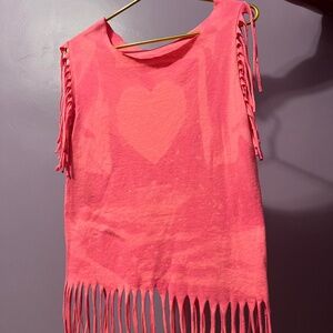 Hot Pink Tie Dye and Fringe Top